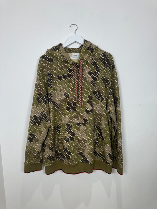 Burberry Green Camo 'TB' Monogram Hoodie Size XXL