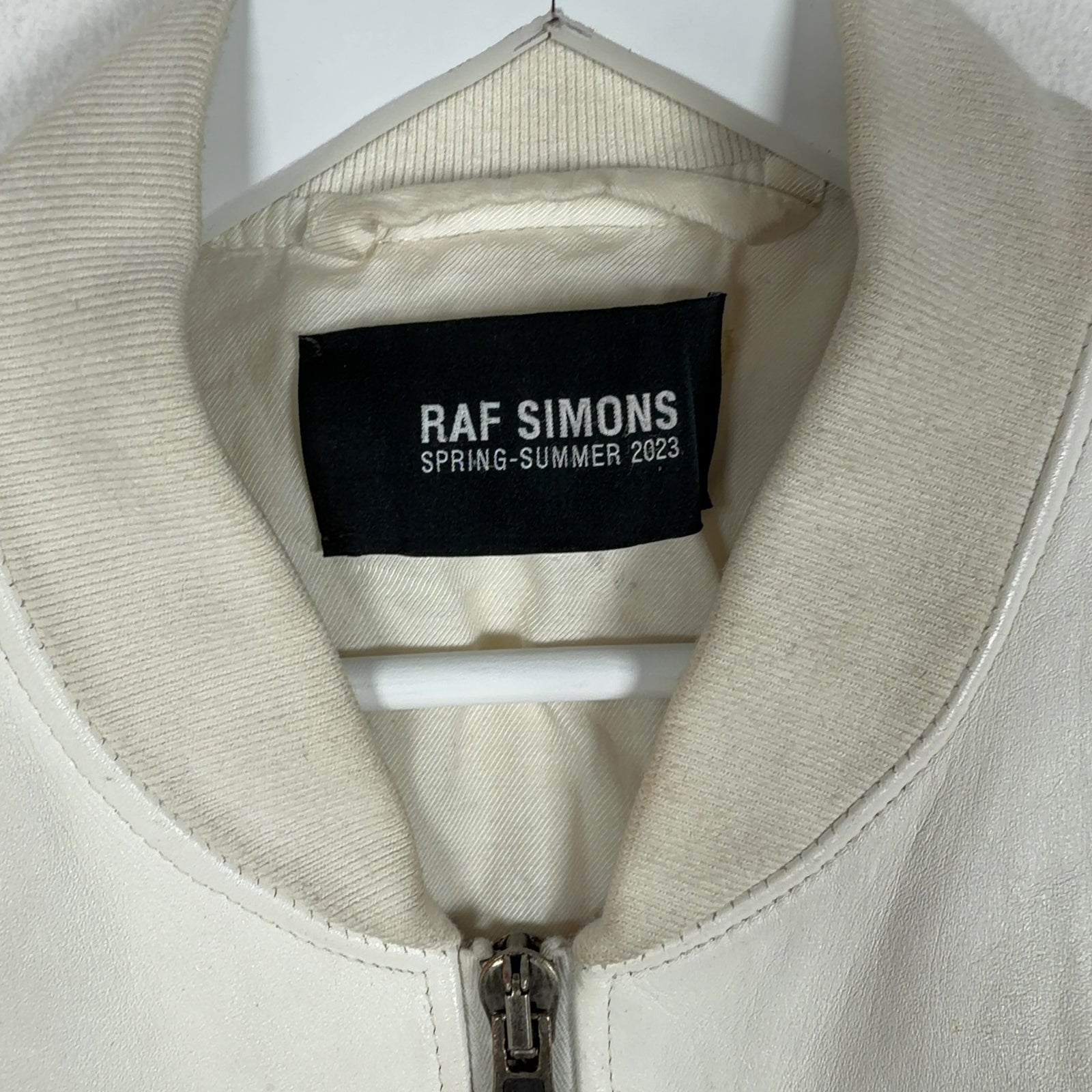 Raf Simons SS23 White Leather Bomber Jacket