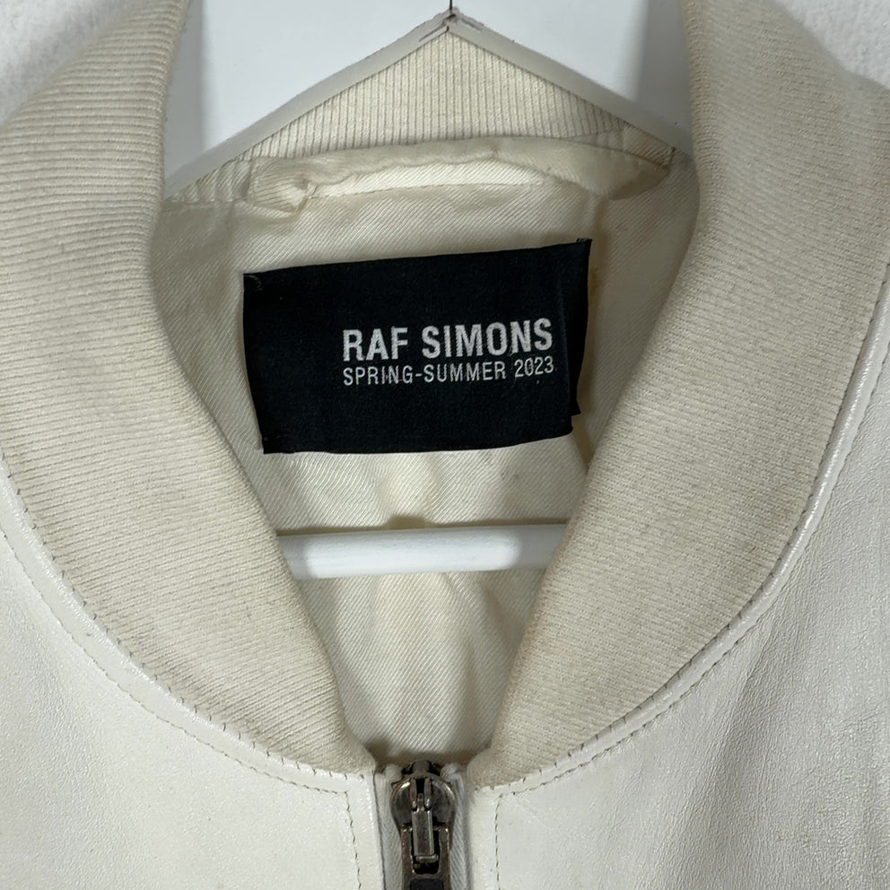 Raf Simons SS23 White Leather Bomber Jacket