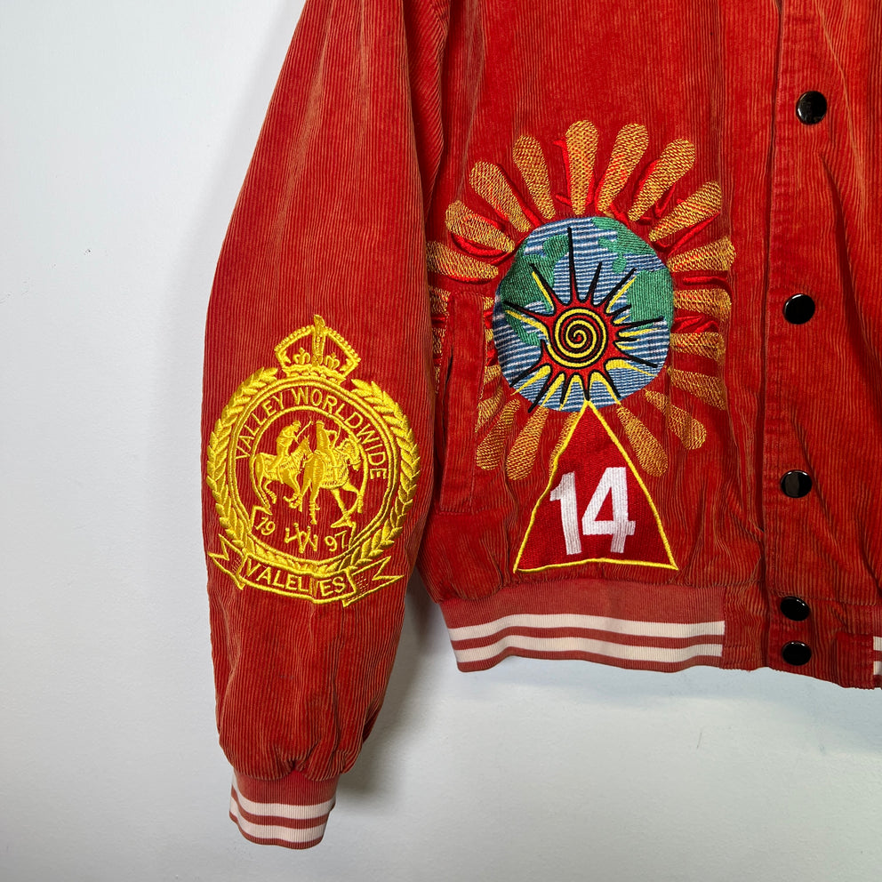 Vale Orange Forever Collage Souvenir Varsity Jacket Size XL
