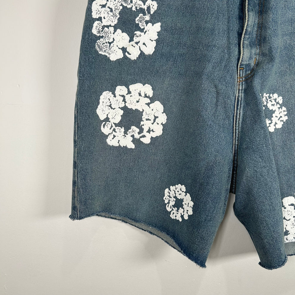 Denim Tears Wreath Logo Denim Shorts Size 38