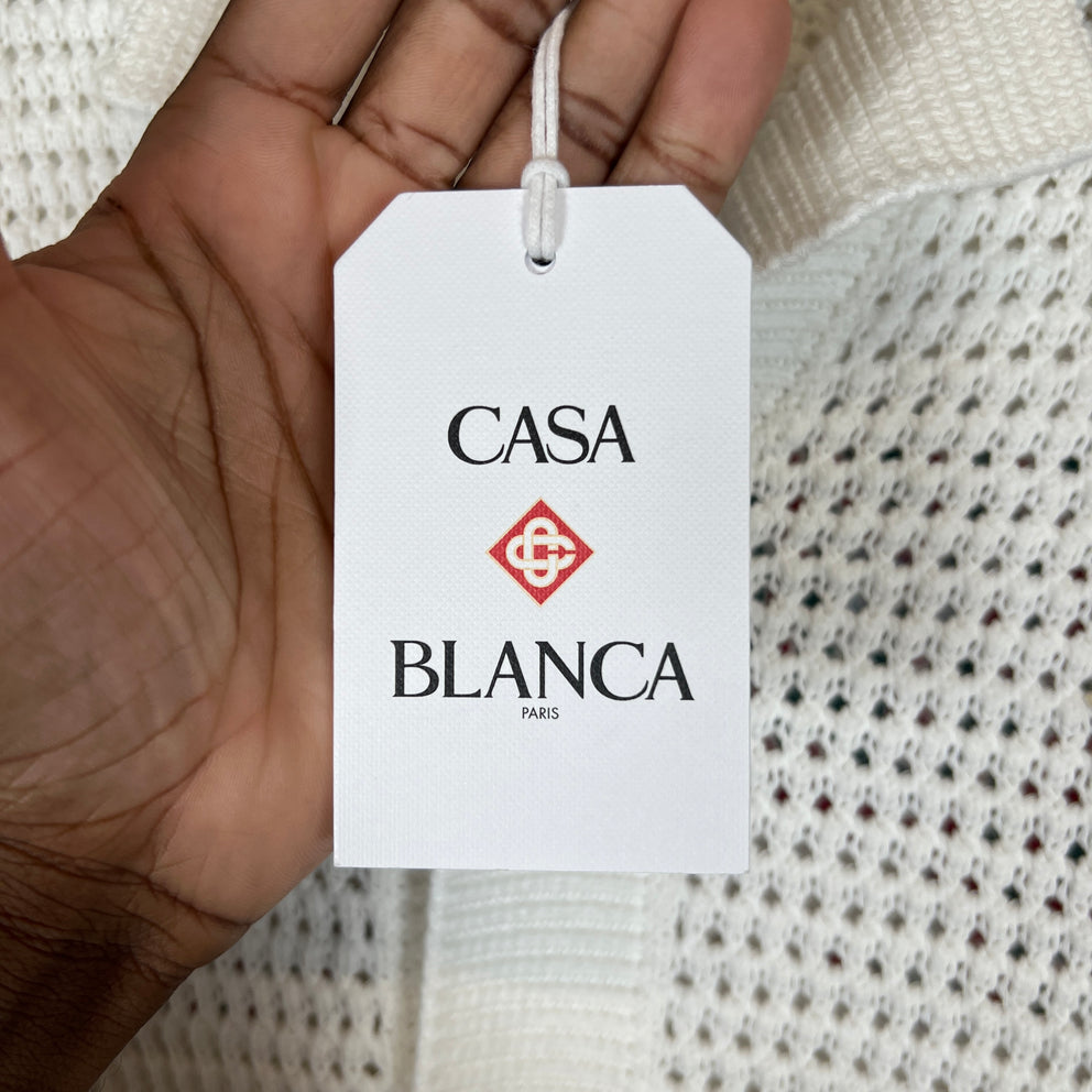 Casablanca White Sporty Faux Crochet Shirt Size XS
