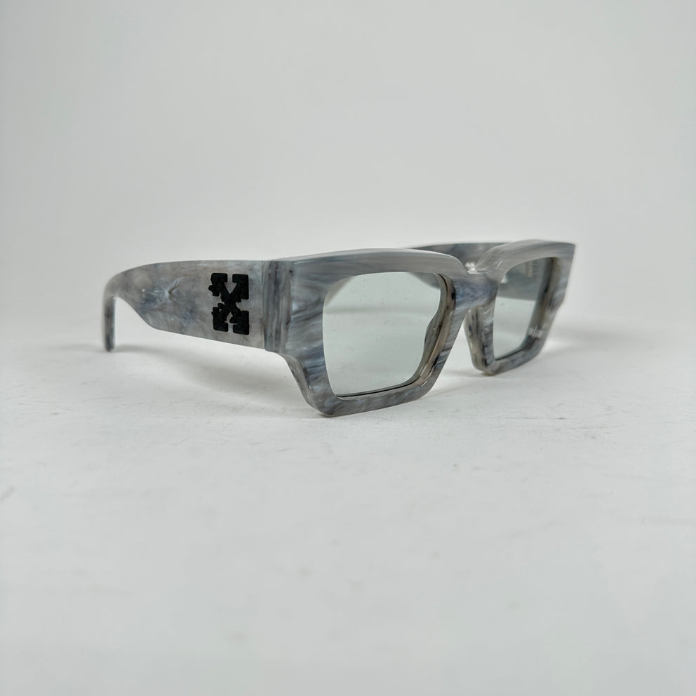 Off-White Gray Marble Arrow Square Frame Sunglasses