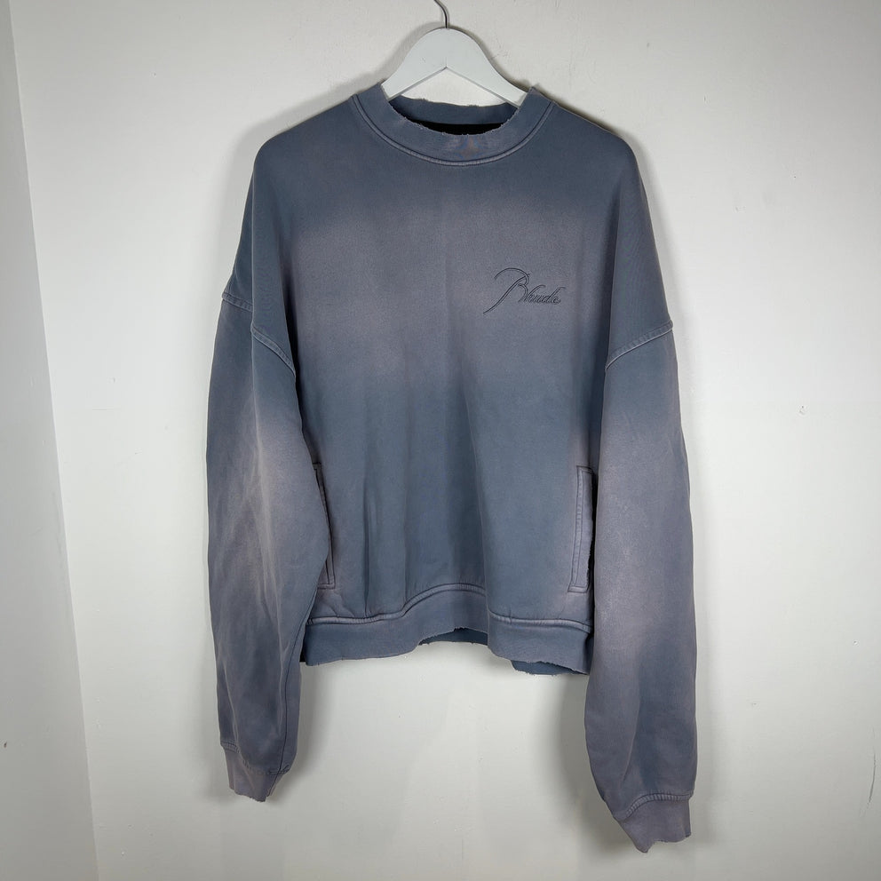 Rhude Faded Cursive Script Logo Sweatshirt