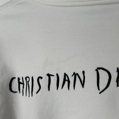 Dior White Embroidered Hoodie Size S