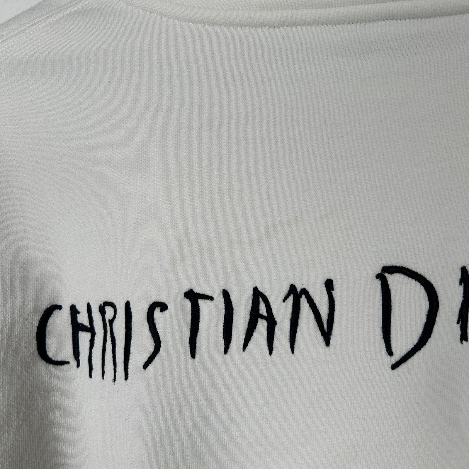 Dior White Embroidered Hoodie Size S