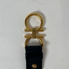 Ferragamo Black/Gold Logo Belt Size 105