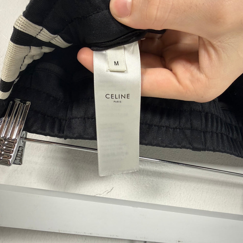 Celine Black Striped Logo Sweatpants Size M