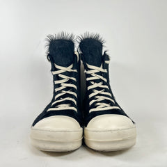 Rick Owens Black Pony Hair High Top Ramones Size 46