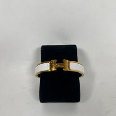 Hermes White Gold Clic H Bracelet