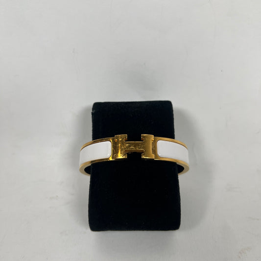 Hermes White Gold Clic H Bracelet