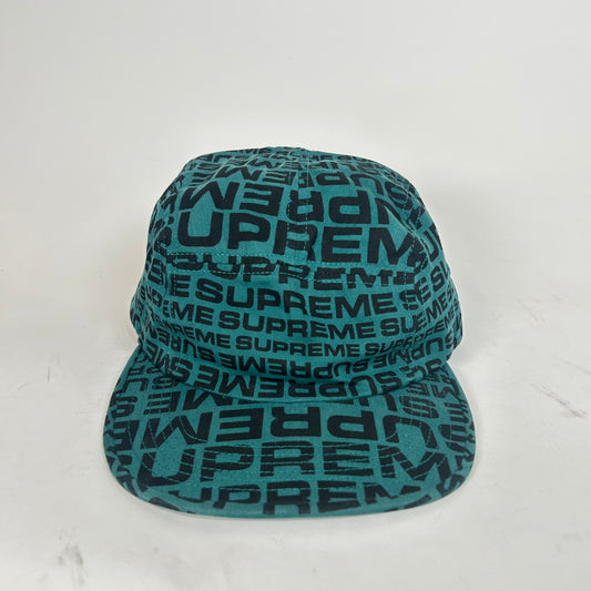 Supreme SS18 Teal Repeater Camp Cap