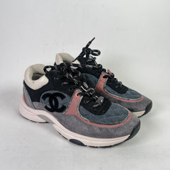 Chanel Grey/Pink Interlocking CC Runners