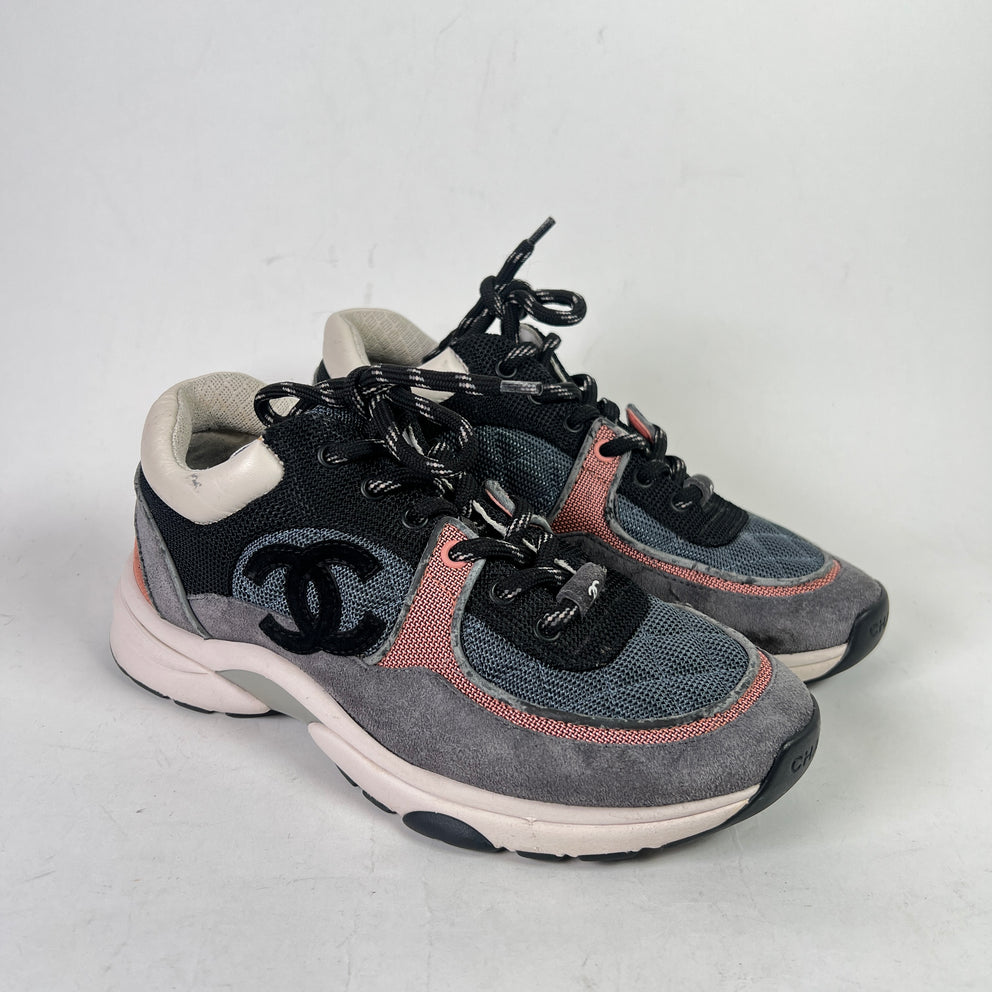 Chanel Grey/Pink Interlocking CC Runners