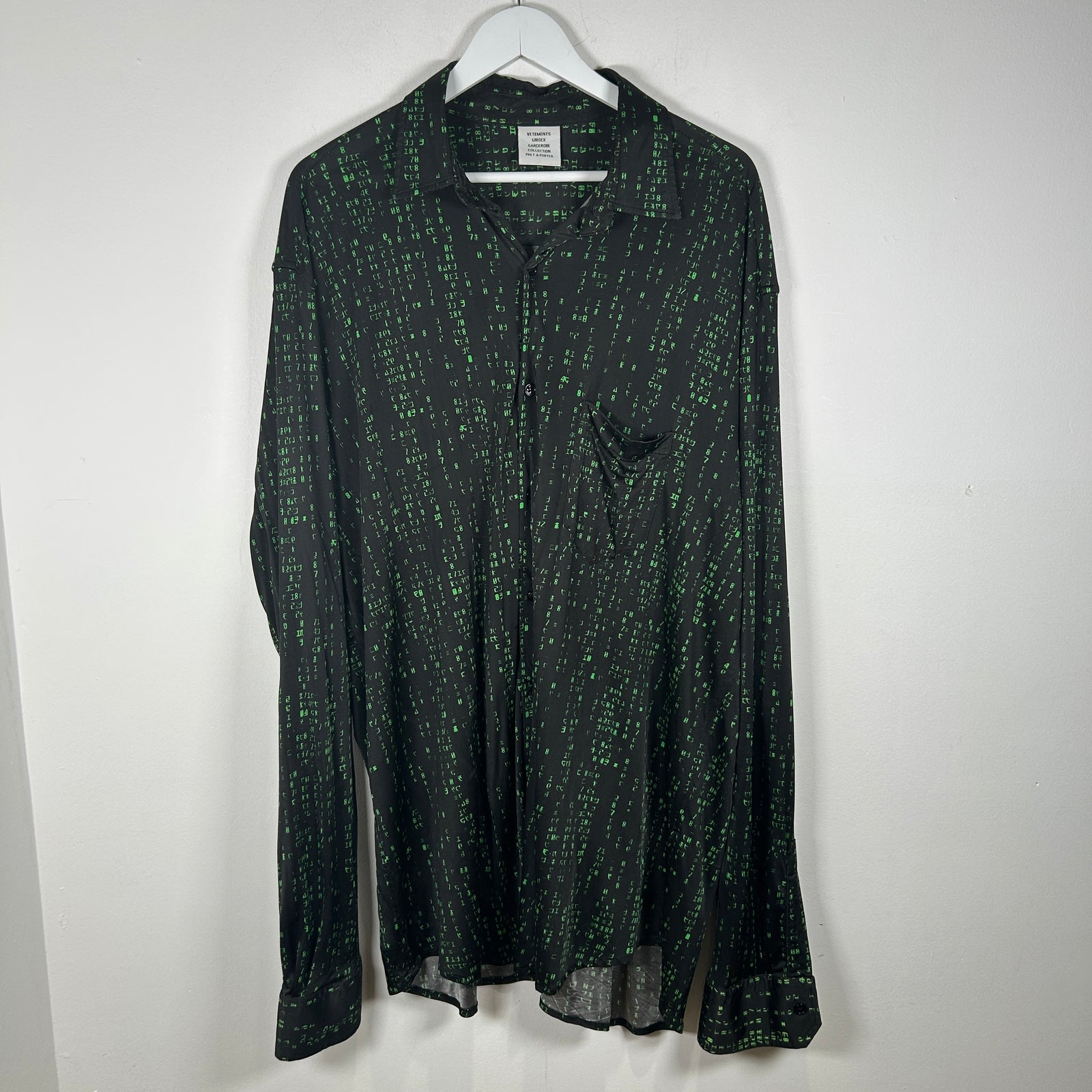 Vetements Matrix Code Viscose Button Up Oversized Shirt Size L