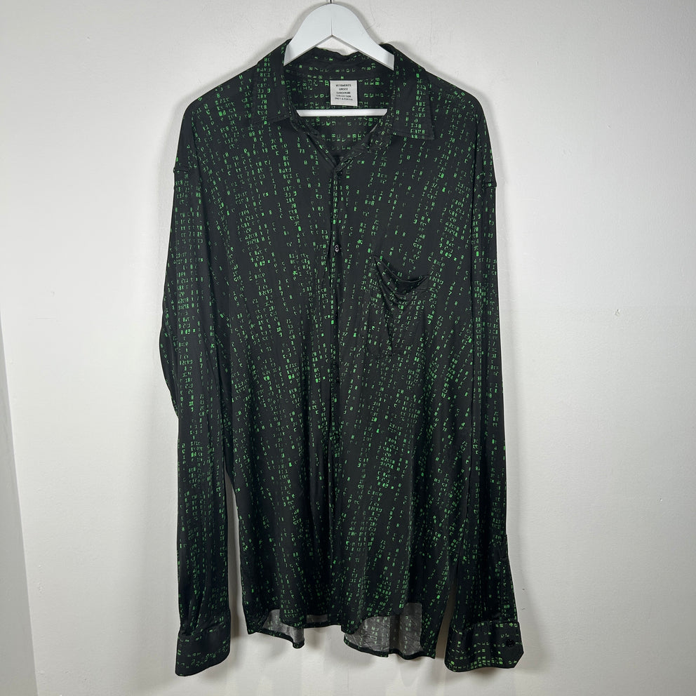 Vetements Matrix Code Viscose Button Up Oversized Shirt Size L