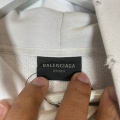 Balenciaga Cream Tape Logo Hoodie Size M