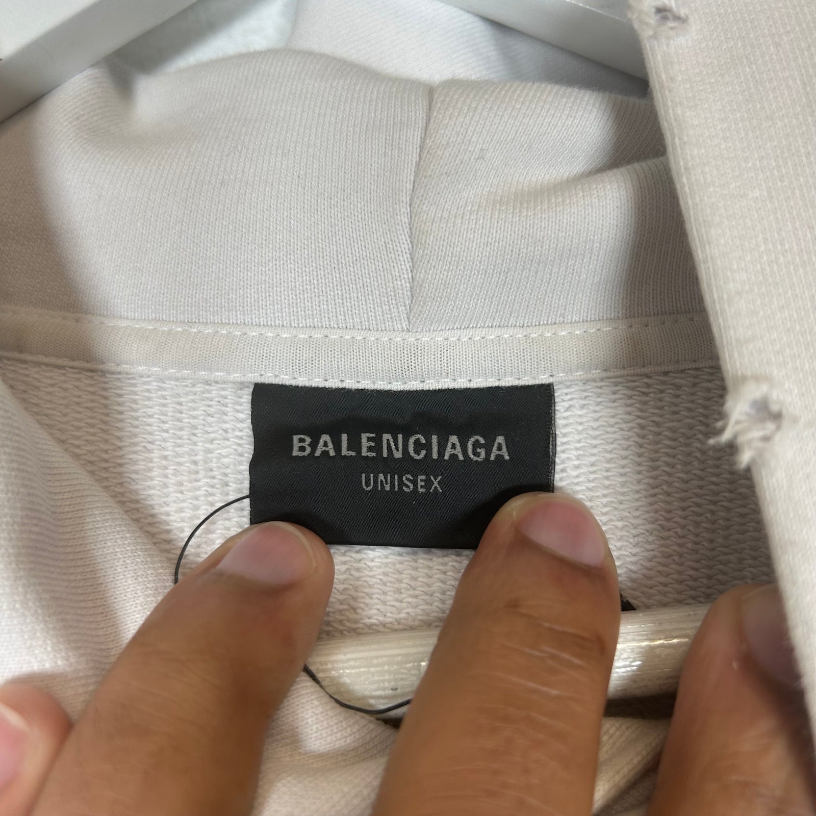 Balenciaga Cream Tape Logo Hoodie Size M