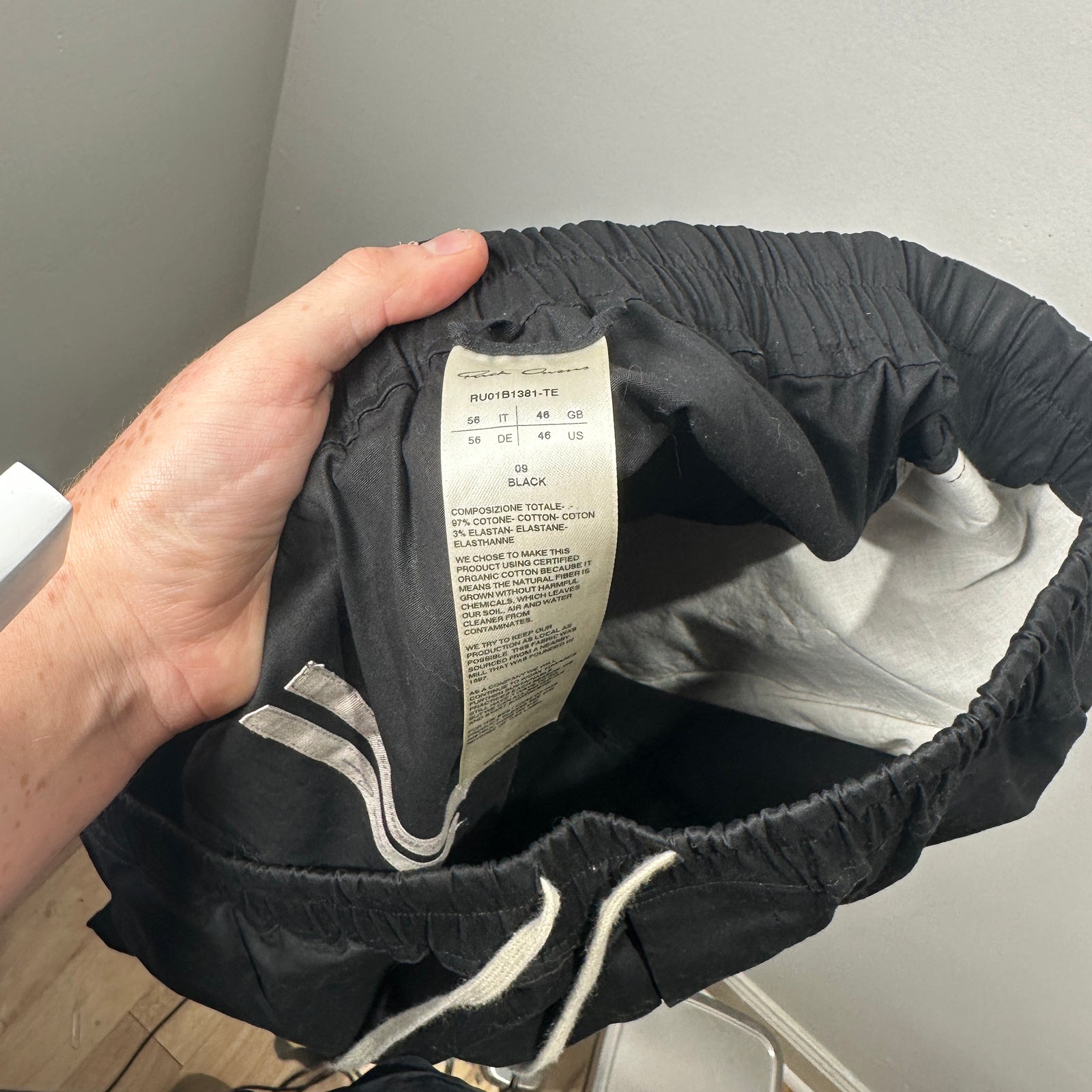Rick Owens SS22 Black Cropped Pants Size XL