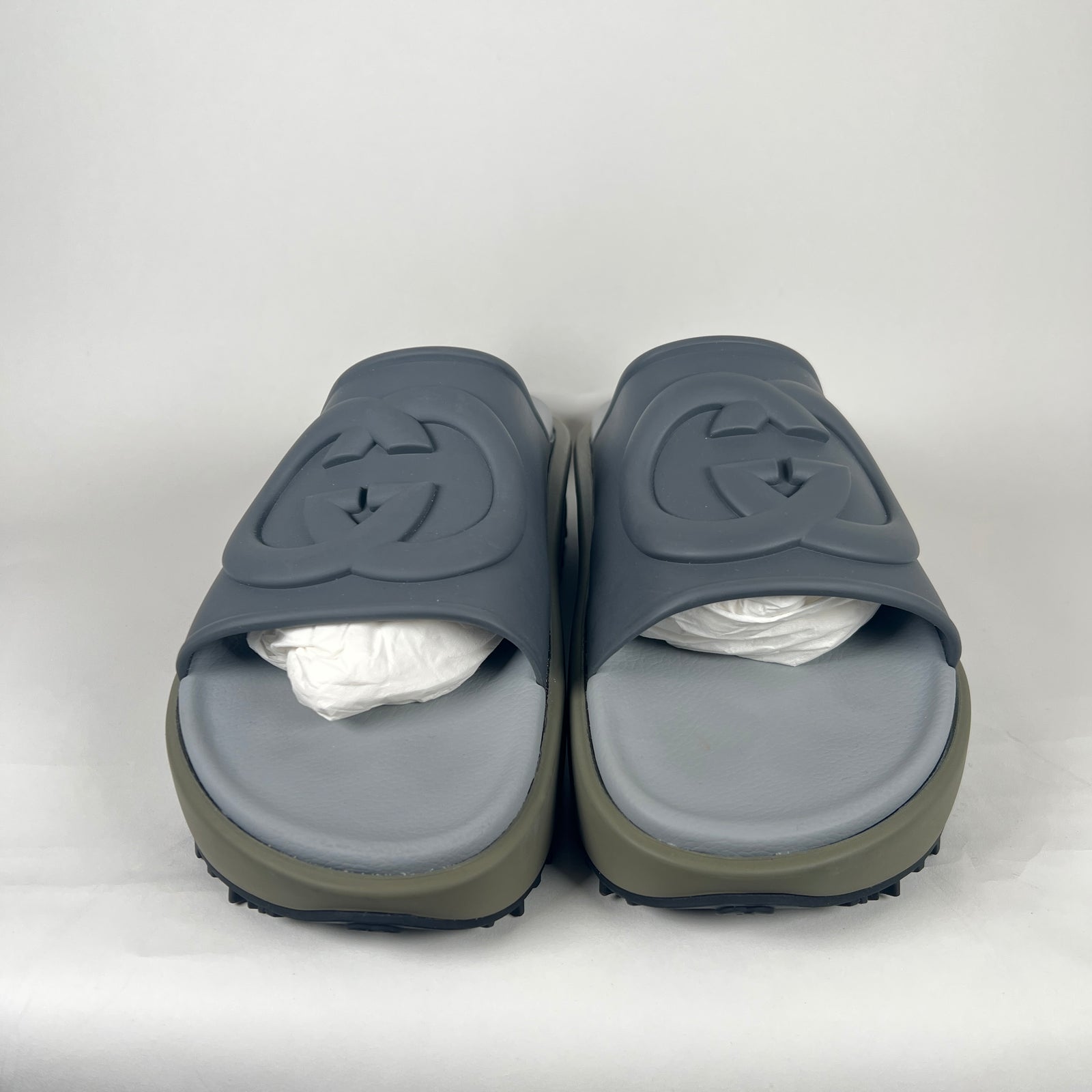 Gucci Dark Grey Interlocking G Slide Size 13