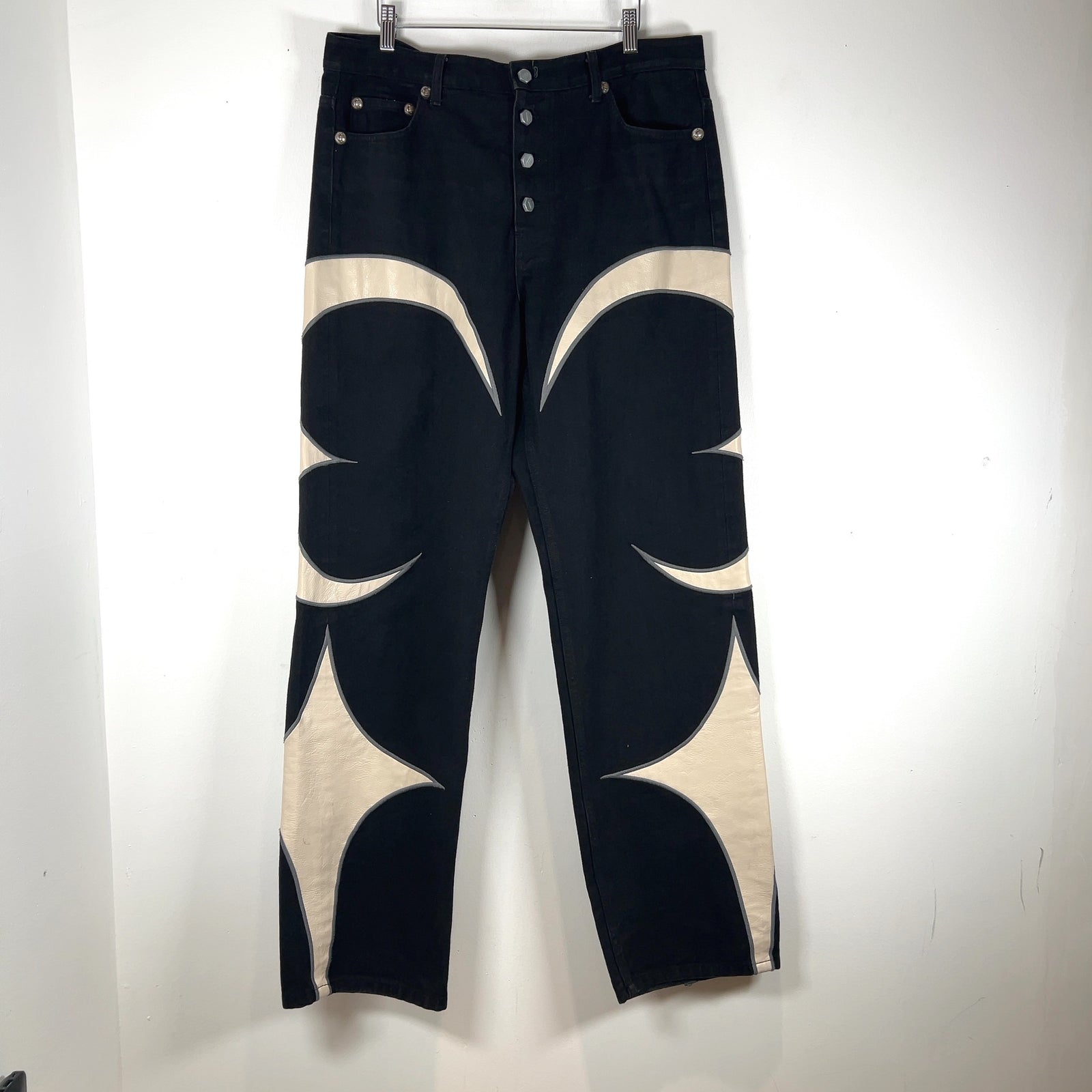 Thug Club Crescent Leather Panel Jeans