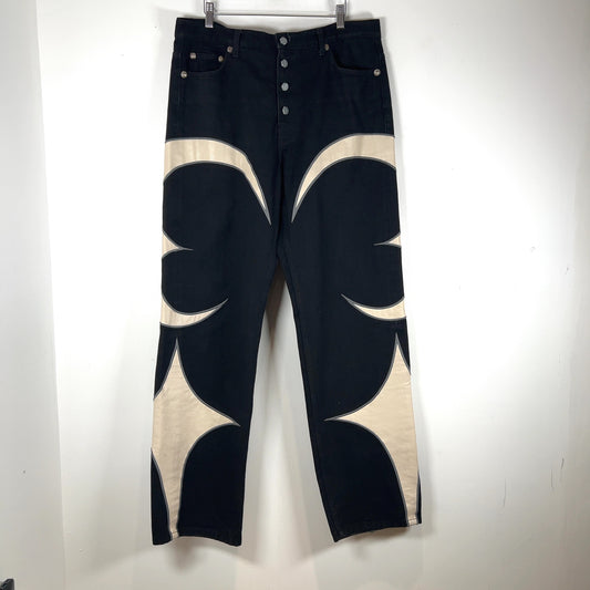 Thug Club Crescent Leather Panel Jeans