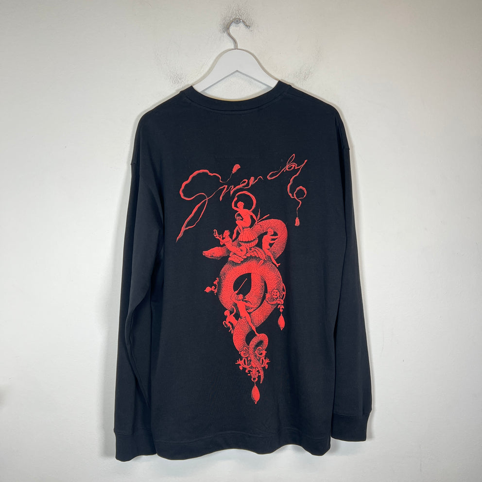 Givenchy Black/Red Snake CNY Logo Longsleeve Size M