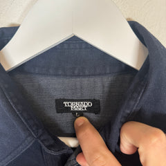 Tornado Mart Navy Pearl Snap Button-Up Shirt Size L