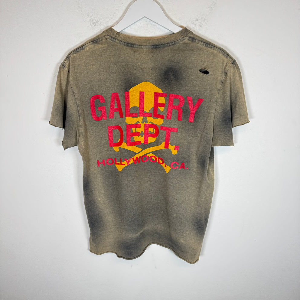 Gallery Dept Vintage Wash Distressed Pirate Skull Logo T-Shirt Size S
