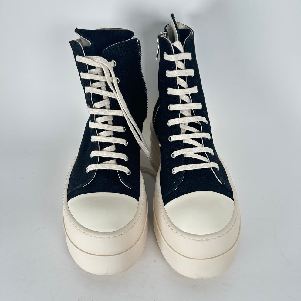 Rick Owens Black Canvas Double Bumper Ramones Size 12