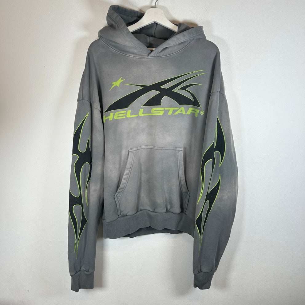 Hellstar Grey/Neon Sport Logo Hoodie Size M