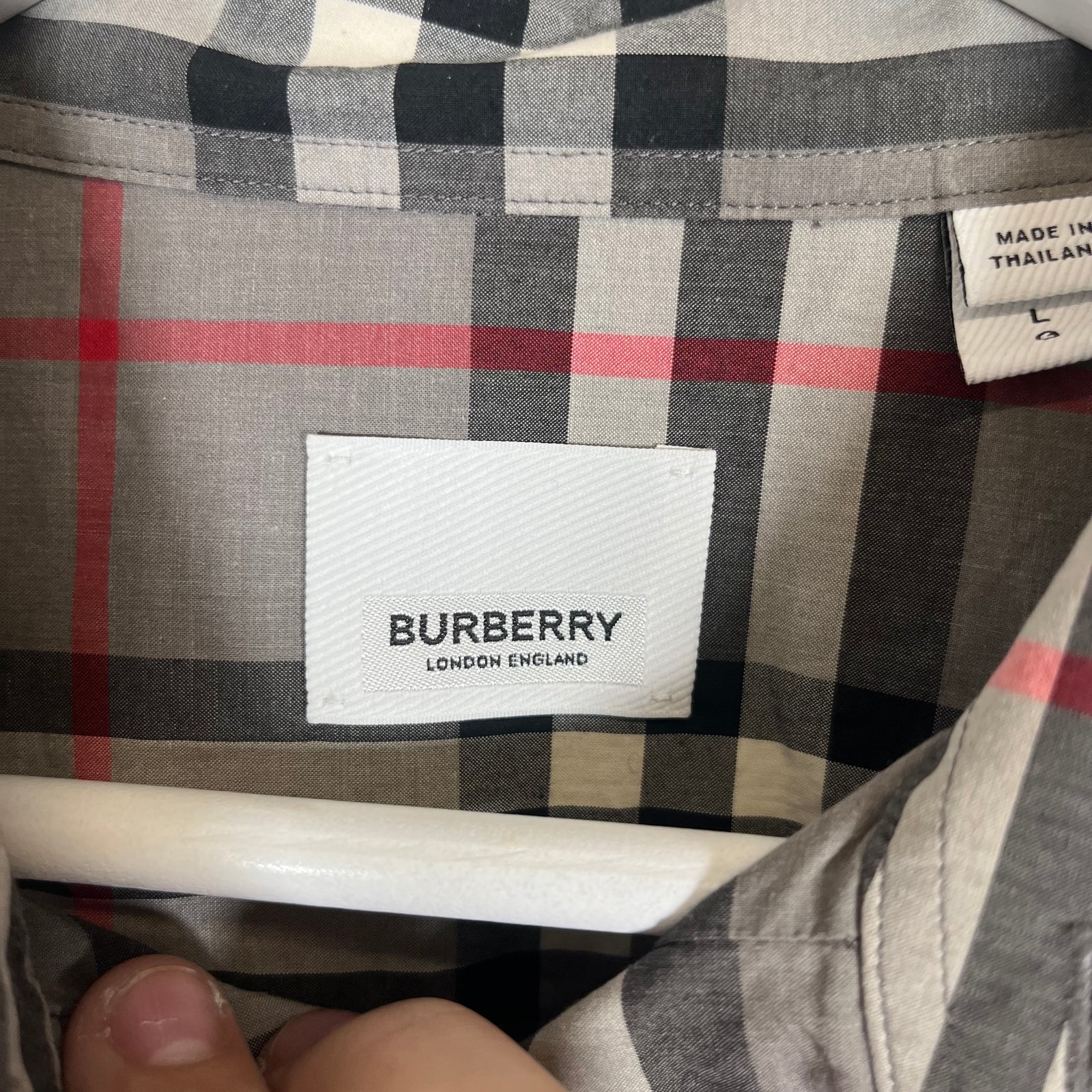 Burberry Grey Check LS Button Up Sz L