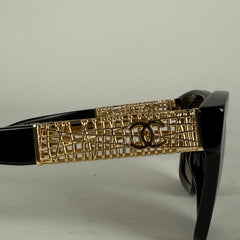Chanel Black/Gold Tweed Polarized Sunglasses