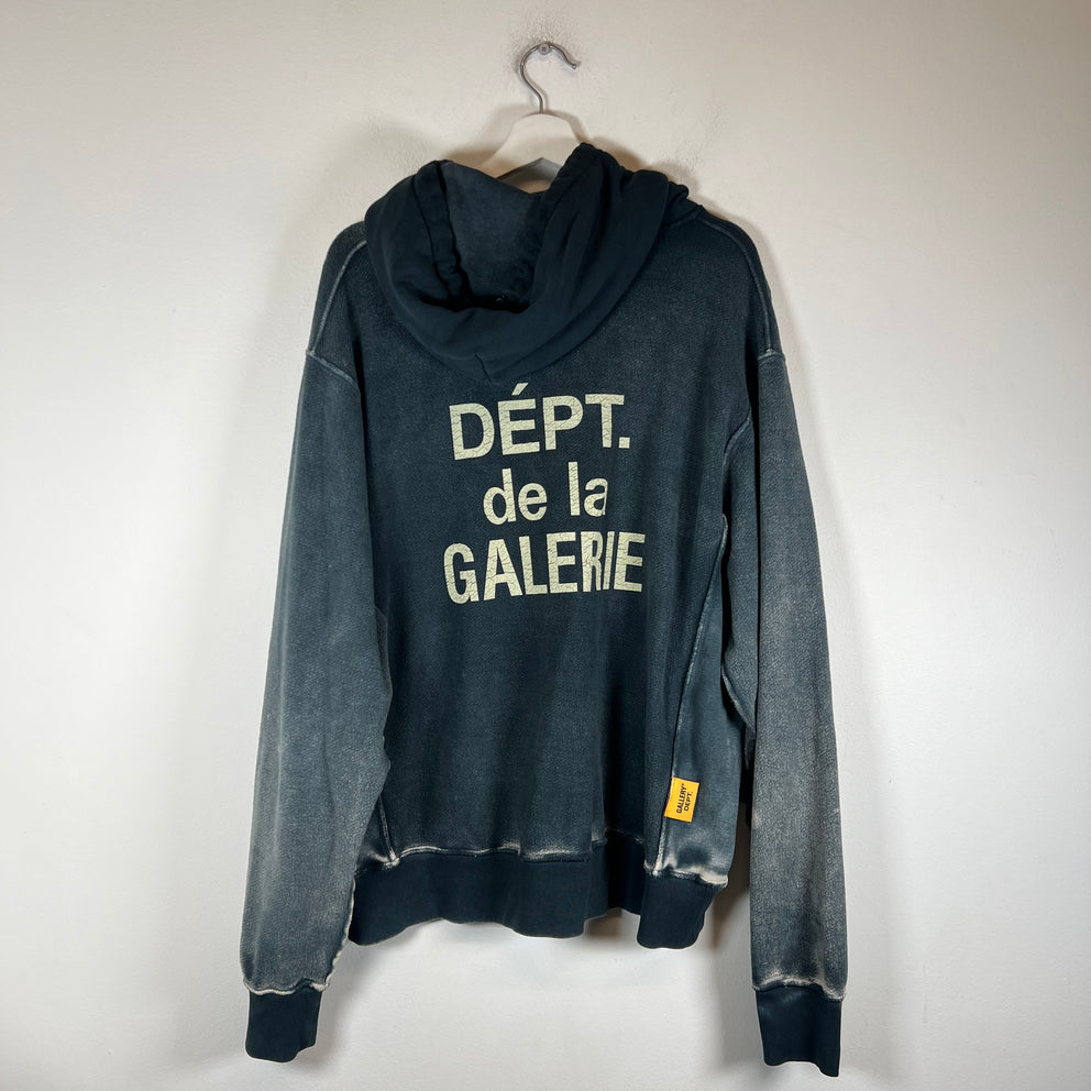 Gallery Dept Navy Reversible Logo Hoodie Size L