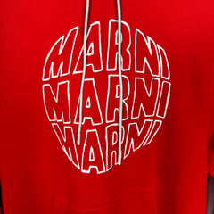 Marni Red Circular Logo Hoodie Size S