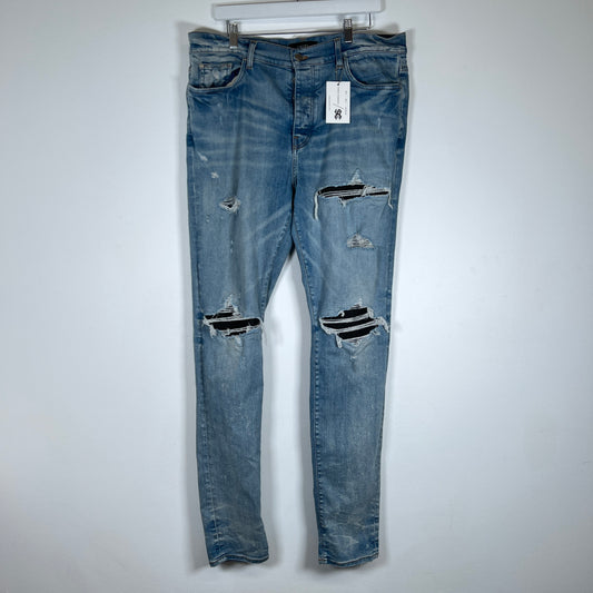 Amiri MX1 Lightwash Black Leather Size 38
