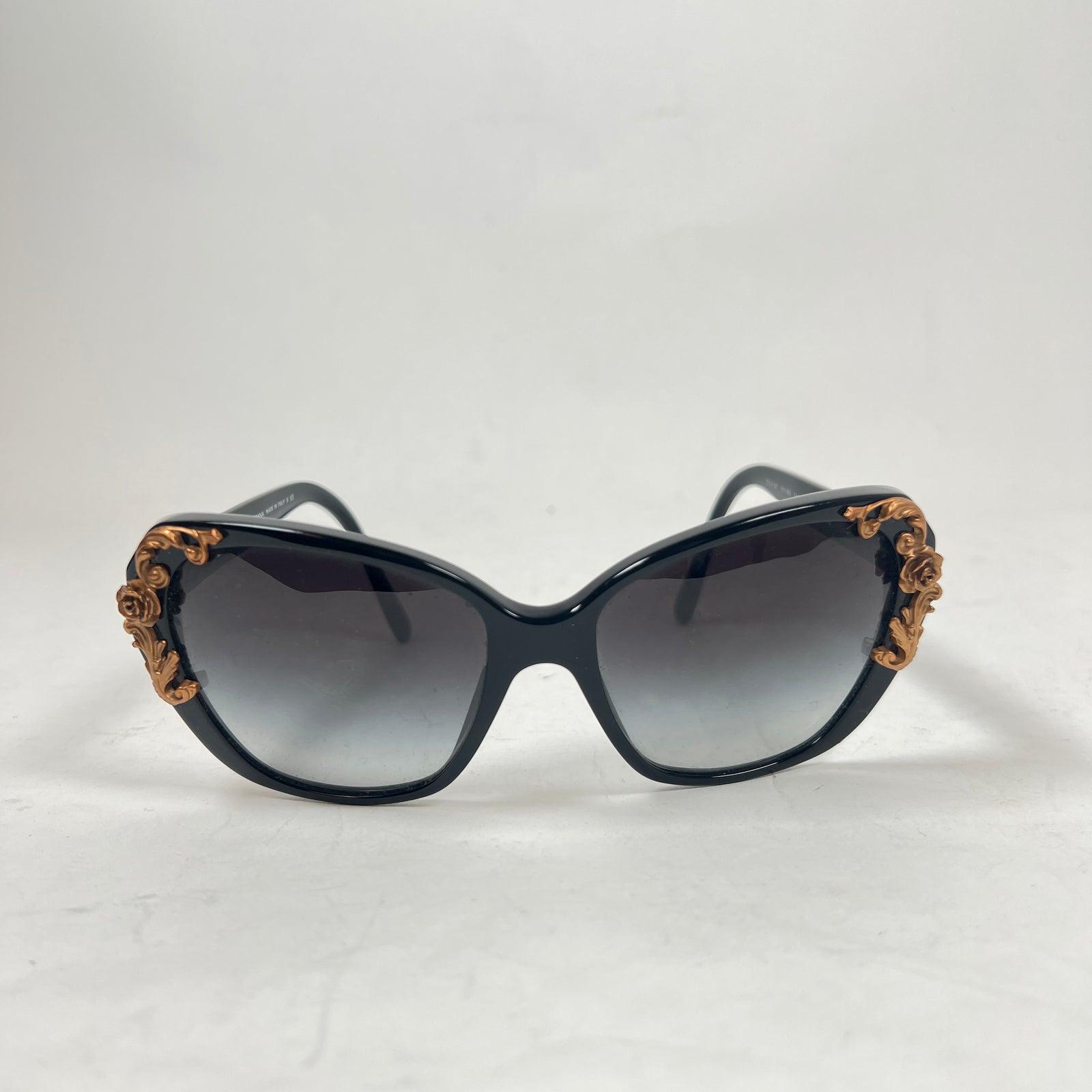 Dolce & Gabbana Black Sicilian Baroque Cat Eye Sunglasses