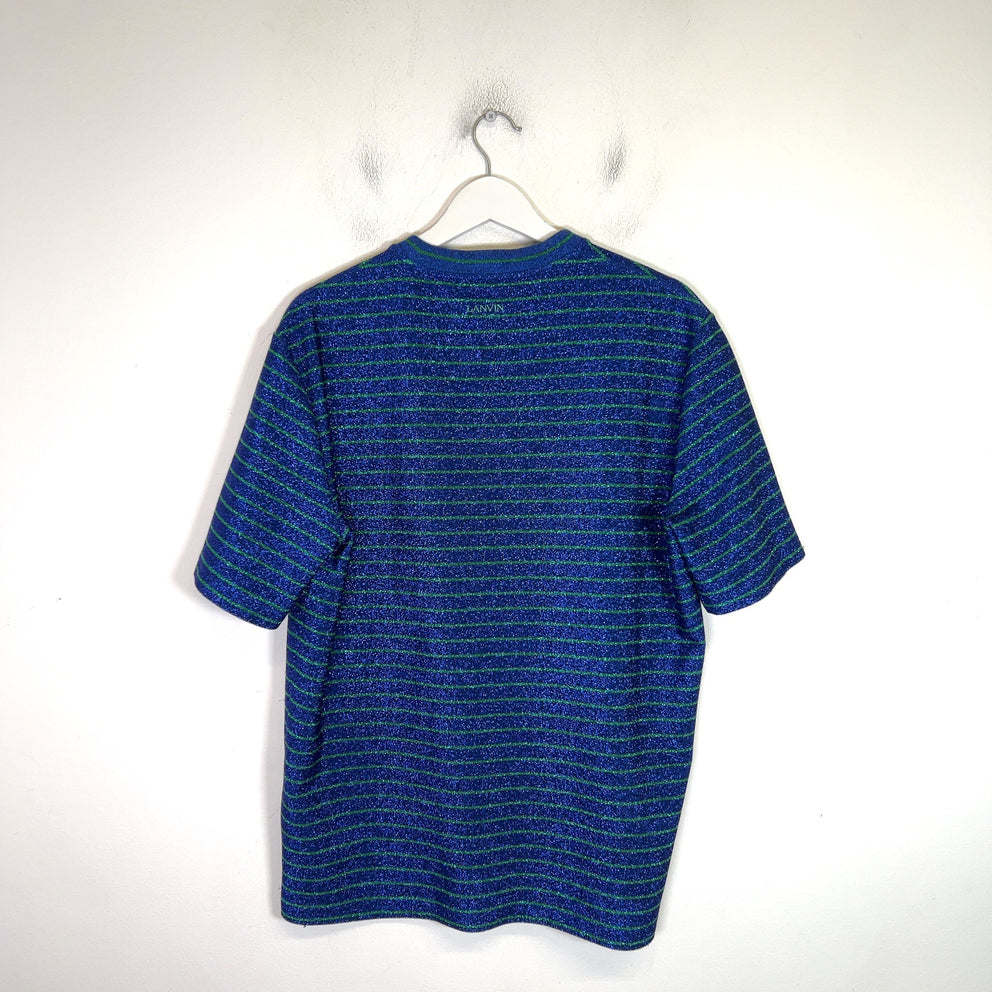 Lanvin Striped Viscose Logo T-Shirt