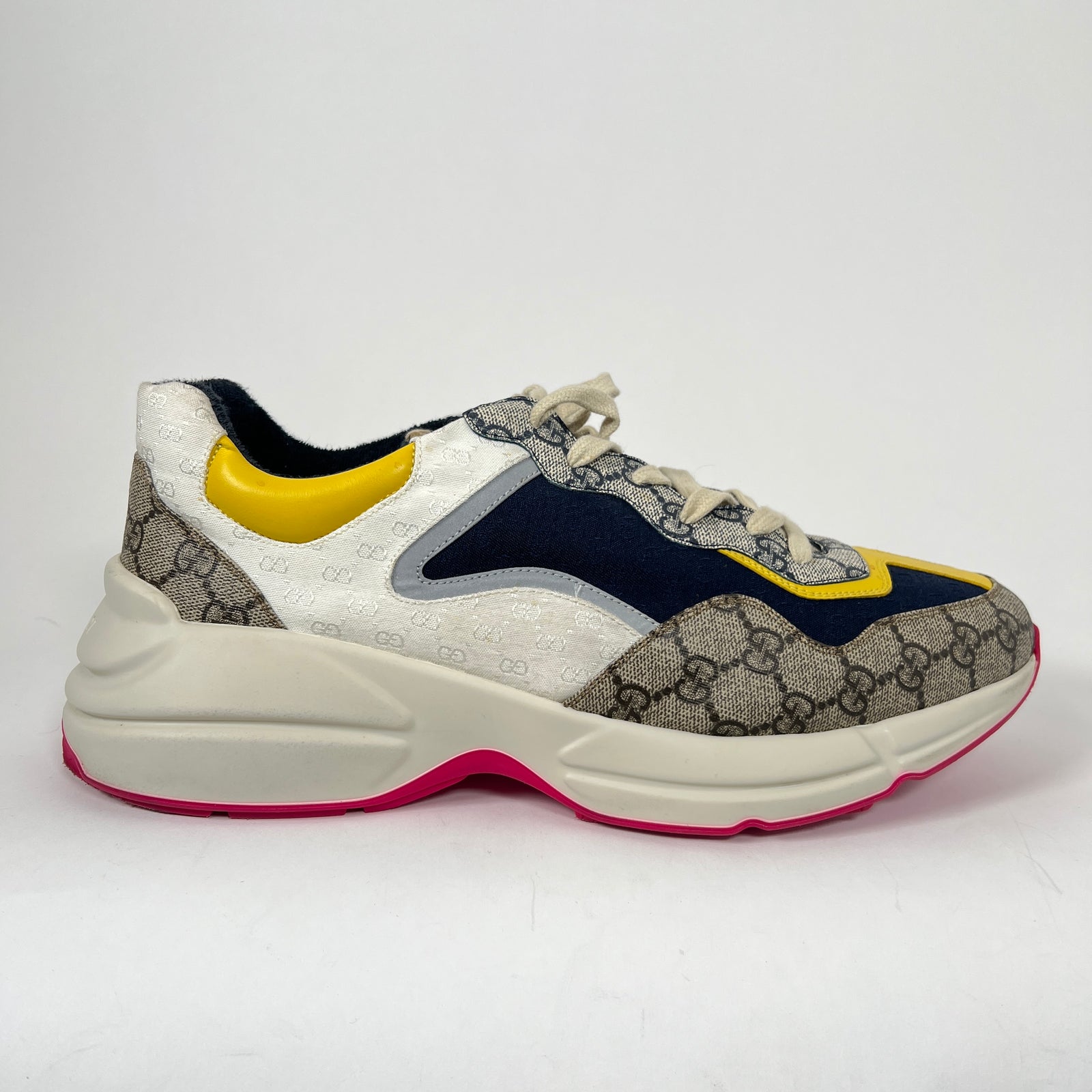 Gucci Beige/Yellow Rhyton Sneaker Size GG 12