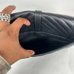 Saint Laurent Black Quilted Grain De Poudre Medium Envelope Bag