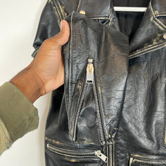 Saint Laurent Paris FW16 Distressed L01 Leather Biker Jacket Size 44