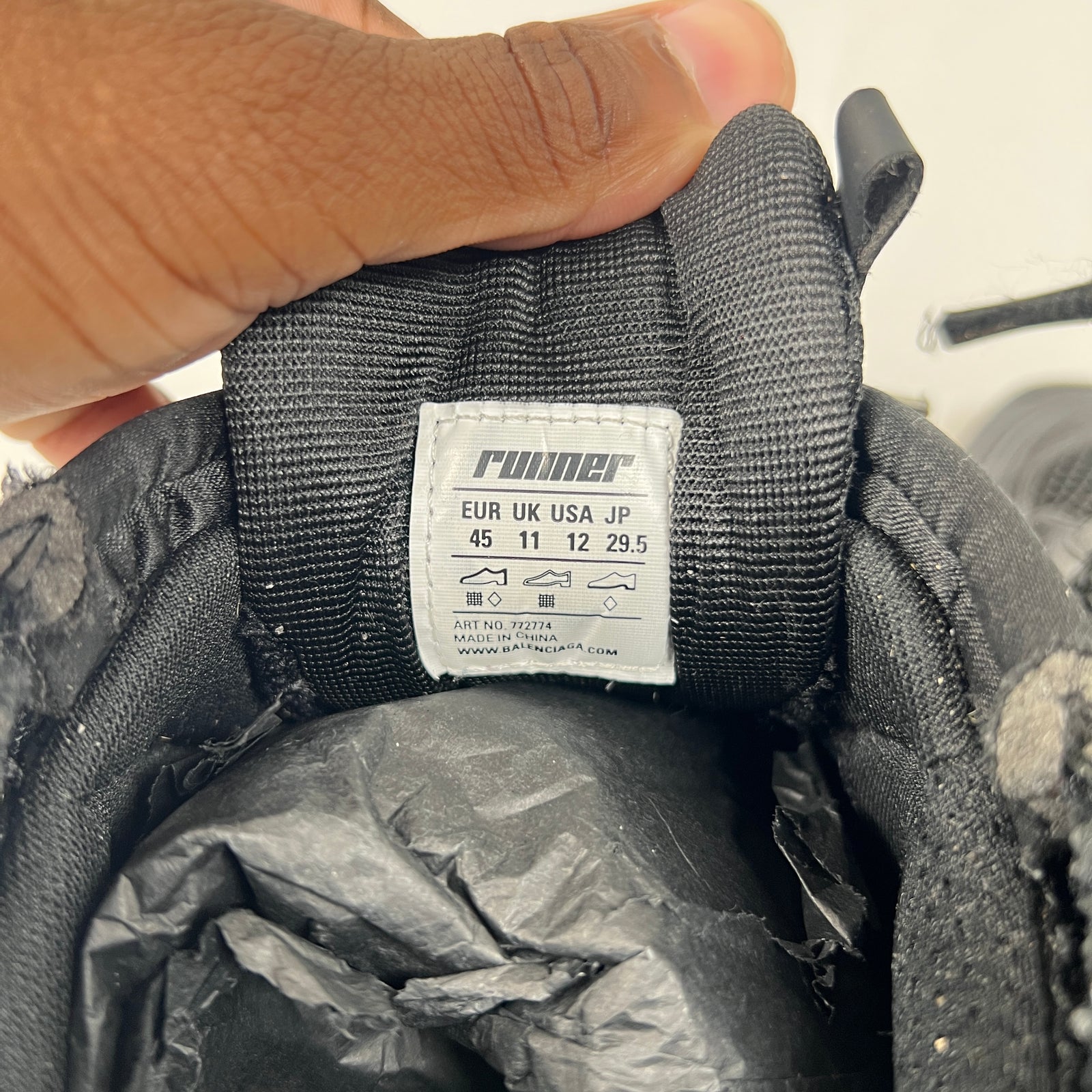 Balenciaga Triple Black Matte Runners Size 45
