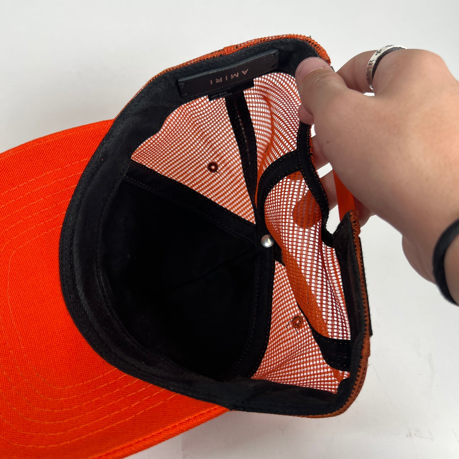 Amiri Paint Drip Logo Orange Trucker