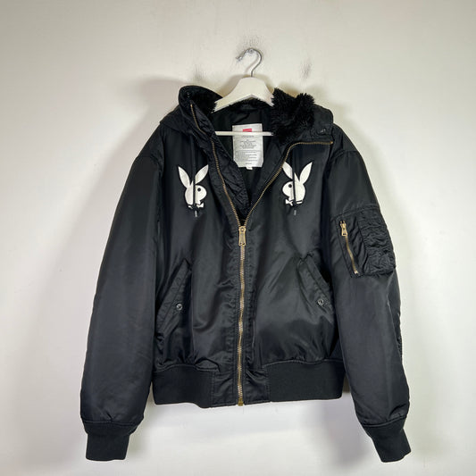 Supreme x Playboy SS26 Hooded MA-1 Bomber Jacket