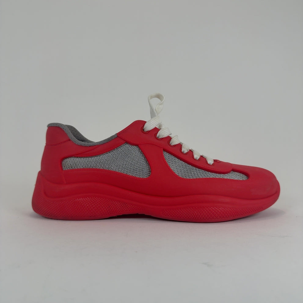 Prada Red Rubber Cups Lowtop Sneakers