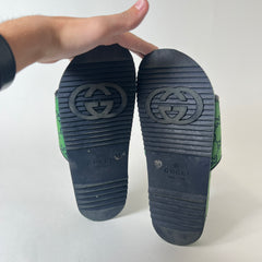 Gucci GG Green Canvas Sandal Size 9