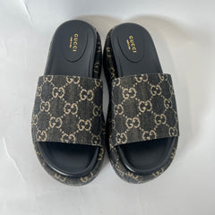 Gucci Black Denim GG Jacquard Sandals Size 37