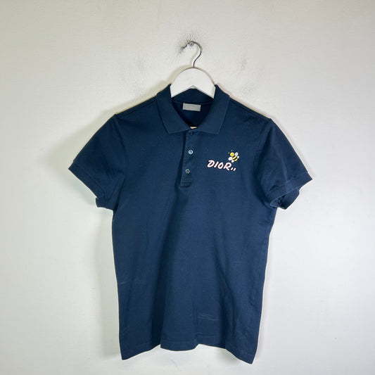 Dior x Kaws Navy Embroidered Bee Logo Polo Size XS