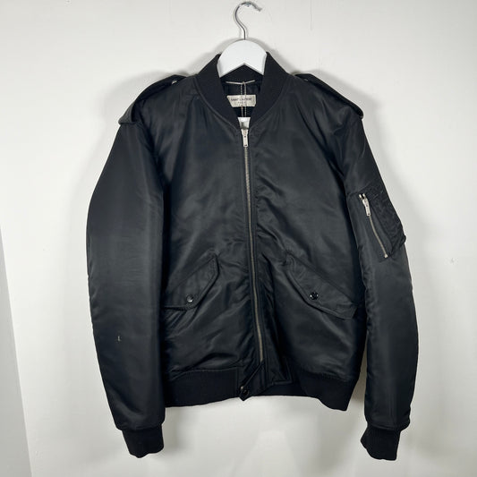 Saint Laurent Black Nylon Bomber Jacket Size 50