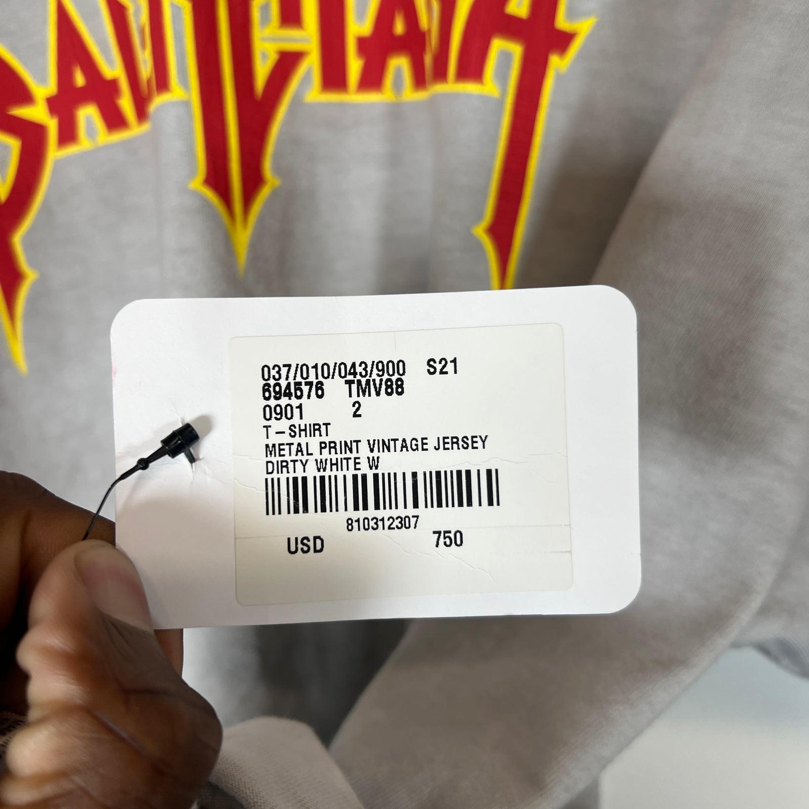 Balenciaga Grey Metal Logo T-Shirt Size 2